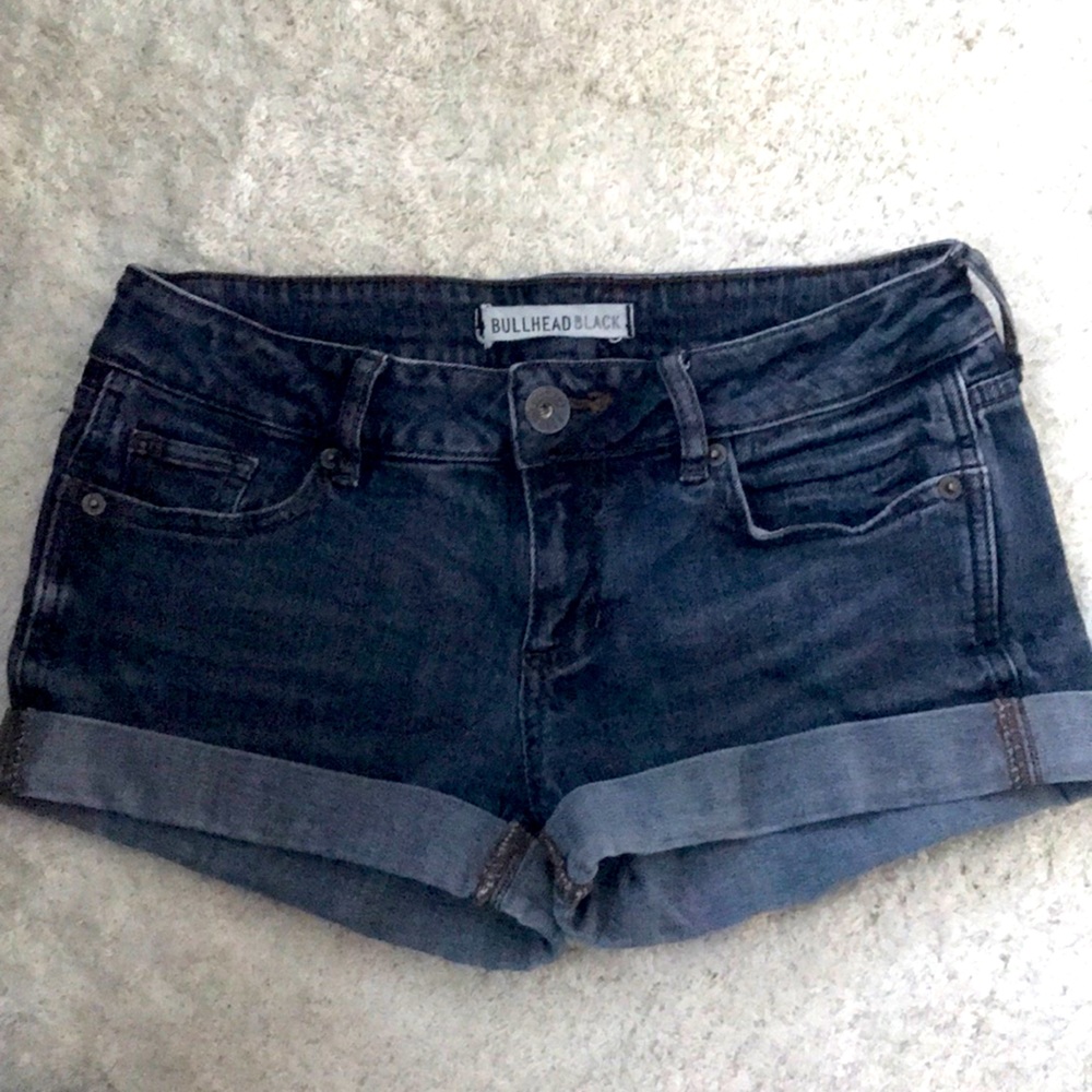 Dark cuffed jean shorts